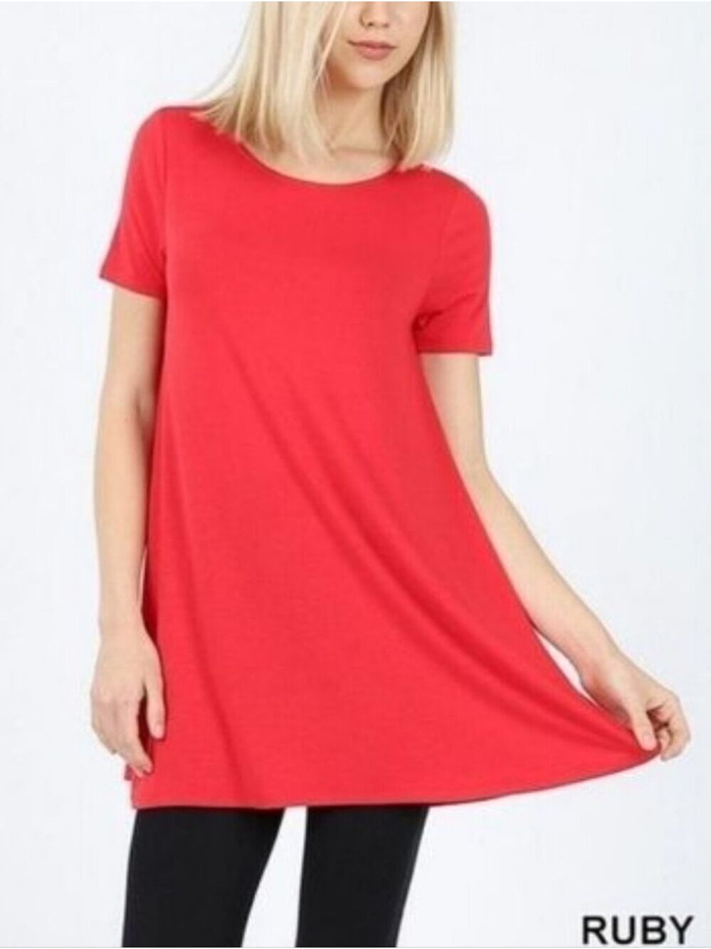 ZENANA Short Sleeve Red color Top Tunic t-shirt Size Medium NWT